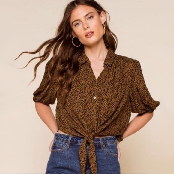 Free People Leopard Print Blouse - Picture 7 of 16